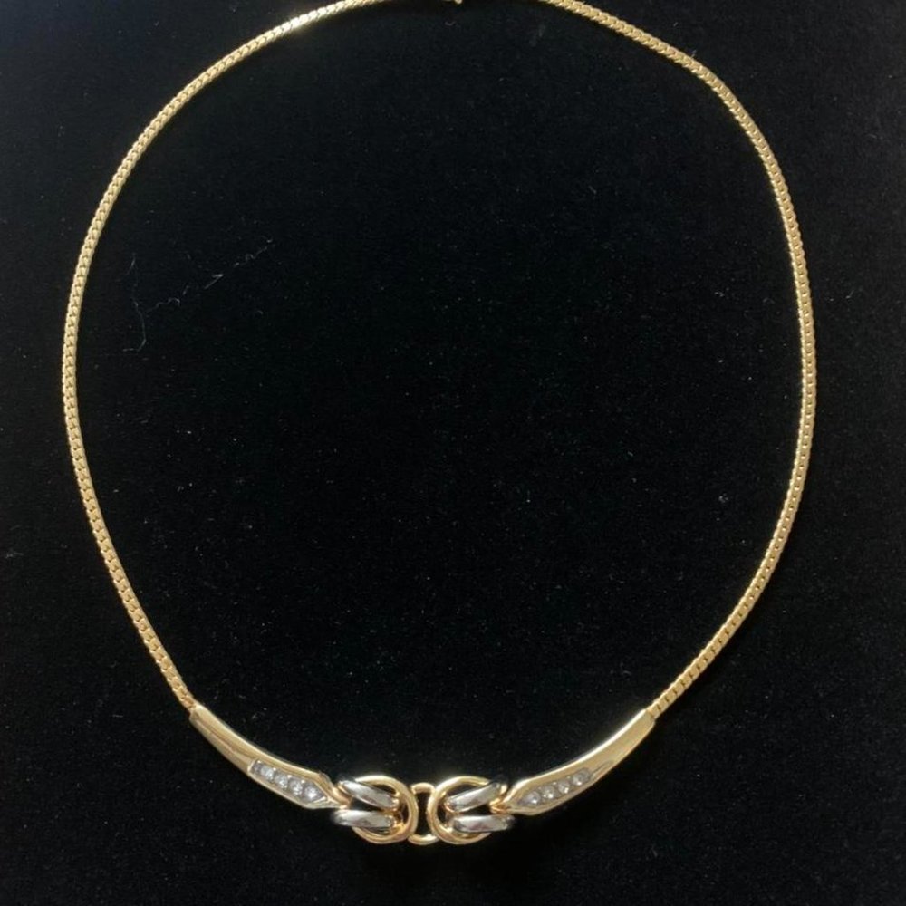 statement necklace Vintage Gold & Silver Plated & crystal . - Picture 2 of 4